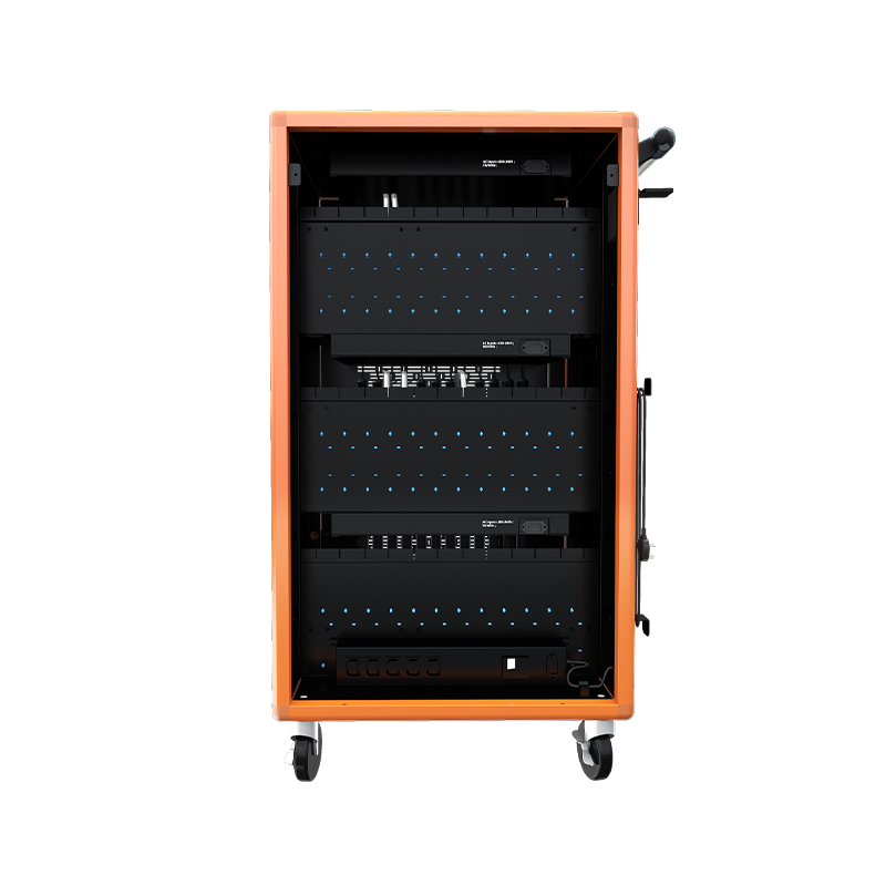 How does the curved aluminum alloy design of charing trolley add beauty and modernity to the space?